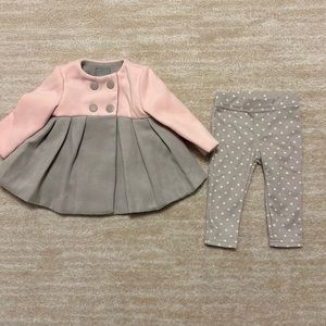 NWT Gorgeous Tahari Pink and Gray Coat with matching polka dot pants!